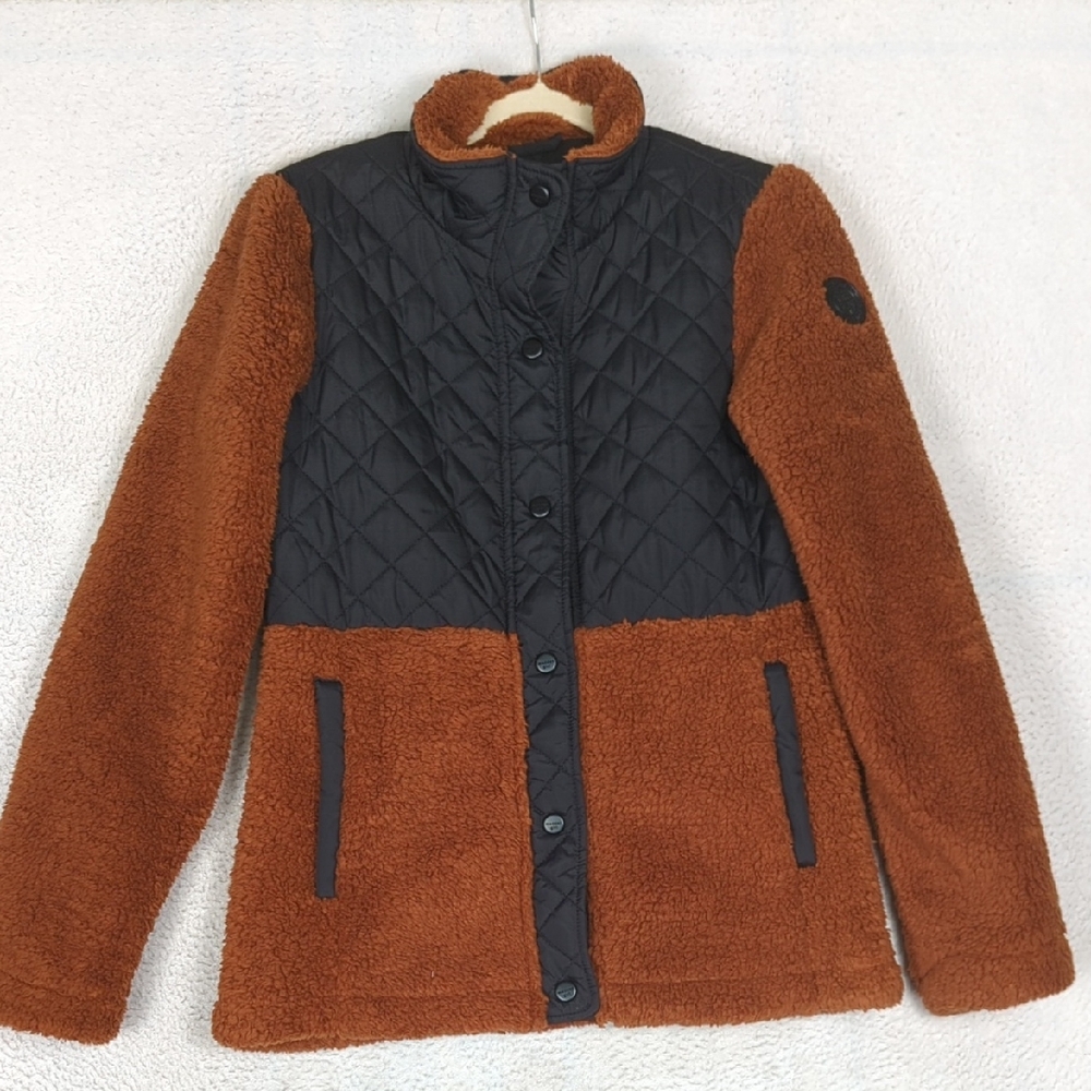Madden Girl Rust & Black Faux Sherpa Quilted Jacket Size S